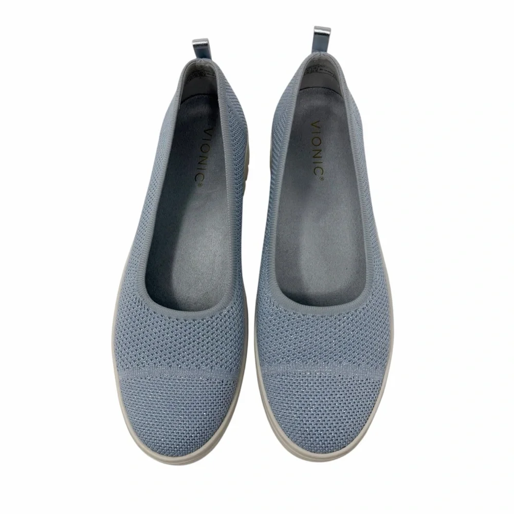 Vionic‎ Uptown Knit Skimmer Flat Grey Metallic Slip On Shoes Womens 9 BD:10-2024